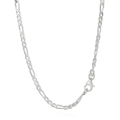 NKlaus 45cm Figarokette 925 Silber - Ketten für Damen, zeitlose Eleganz in 925 Sterlingsilber mit klassischer Breite von 2,3mm für stilvollen und bequemen Tragekomfort.