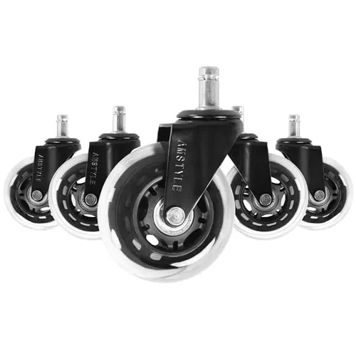 FINEBUY Möbelrolle FB46655: 5er Set leichtgängige Universal-Schwerlastrollen - Möbelrollen für Bürostühle mit 11 mm Stift, einfaches Wechseln ohne Werkzeug, ideal für Komfort und Flexibilität im Büro.