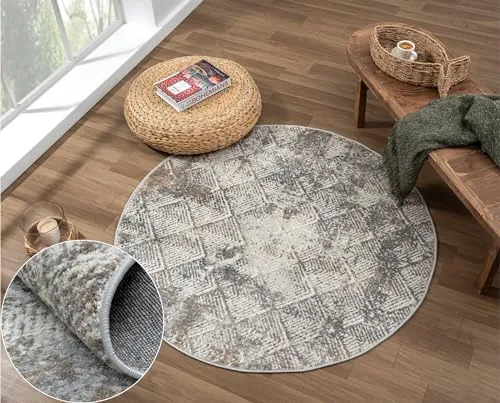 MY-RUG Teppich Malin rund Creme 120 x 120 cm in beige von MY-RUG