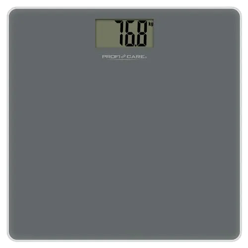 ProfiCare® Waage Personen mit Glasoberfläche | Körperwaage mit Messbereich 5-180 kg & großem LCD-Display | Personenwaage mit Step-On-Automatik | Waage Personenwaage digital | PC-PW 3122 grau