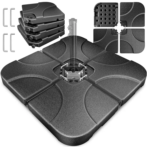 KESSER® Sonnenschirmständer 4-teilig - 80 kg Schirmgewicht - Schirmständer für Ampelschirme, befüllbar mit 60 Liter Wasser oder 80 kg Sand, robust und ideal für Garten oder Urlaub, bietet maximalen Schutz vor Sonne und Wind.