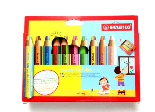 STABILO Multitalentstift woody 3 in 1, duo 10er Etui Buntstift inkl. Spitzer