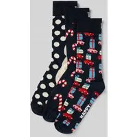Happy Socks Crew Socken - Schneemann & Zuckerstange - 3er-Geschenkbox-Set - 41-46 - Herrensocken in festlicher Geschenkbox mit verstärkter Ferse & Zehen für extra Komfort und Langlebigkeit.