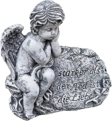 Stone and Style Engelfigur - Frostfeste Steinfigur Engel am Fels - Wunderschöne Gartendeko aus Stein, ideal für den Außenbereich. Mit einer Höhe von 26 cm und liebevoller Inschrift verleiht sie Ihrem Garten eine besondere Note.