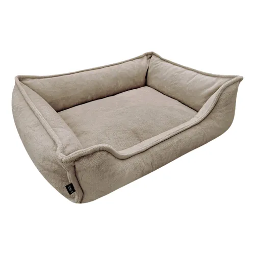 4L Textil IRIS Orthopädisches Hundebett Premium-LINE Hundekorb orthopädisch Kuscheliges Hundebett mit Bezug Memory Foam (100x80 cm, Braun)