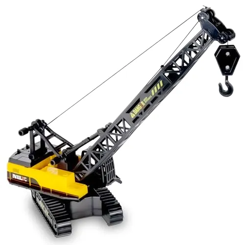 Oramics Spielzeug-Kran Raupenkran - Spielzeug-Kran für Kinder mit Rückzugfunktion und Holzgreifer, ideal für kreative Baustellenabenteuer, robust und ohne Batterien.