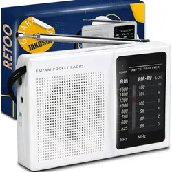Radio Klassische Retro Lautsprecher Vintage Tragbares FM AM SW Küchenradio Retrofür Büro Zuhause Kofferradio Akku Weiss Retoo - Weiß