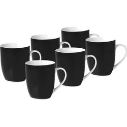 Van Well Kaffeebecherset Vario, Schwarz, Weiß, Keramik, 6-teilig, 300 ml, 11x10x8 cm, Kaffee & Tee, Tassen, Kaffeetassen-Sets