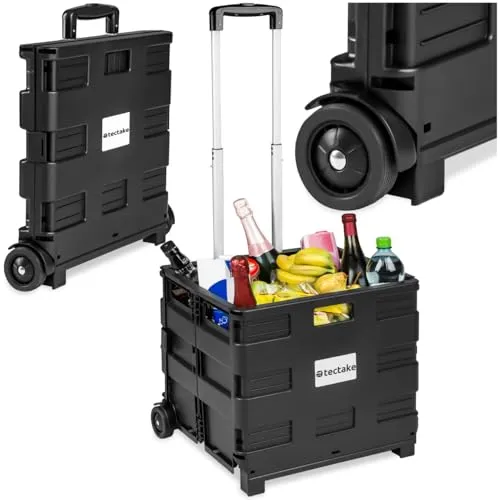 tectake® Einkaufstrolley mit Teleskopgriff, klappbar - Einkaufstaschen & Einkaufstrolleys – 46 l Volumen, ideal für mühelosen Transport Deiner Einkäufe ohne Schleppen.