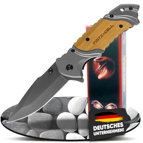 fritz-cell Klappmesser Einhandmesser Survival Taschenmesser Outdoor Messer Holz A42