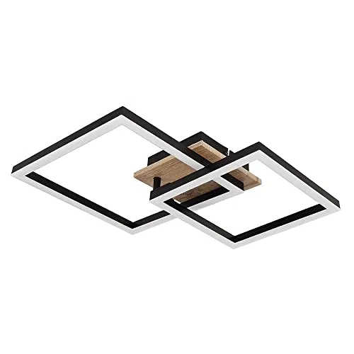 GLOBO LED-Deckenleuchte - Braun - Schwarz - MDF - Metall - 38 x 53 cm