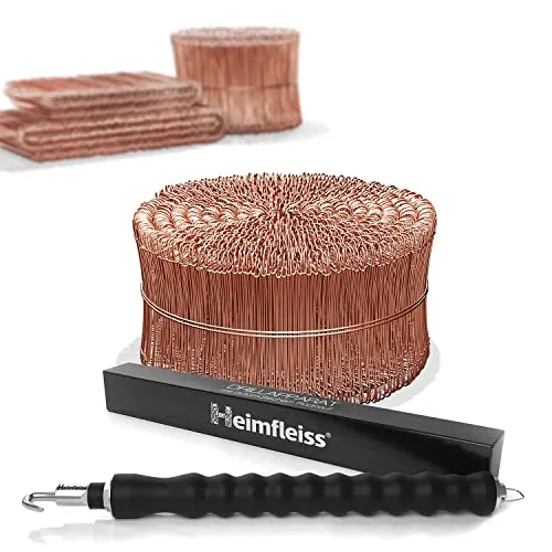 Heimfleiss® Drillapparat Driller mit verkupfertem Rödeldraht - 1000 Stk - Kabelbinder Set mit hochwertigem Drillapparat und robustem Betonbindedraht. Ideal für Garten- und Deko-Projekte, ergonomisch und langlebig für müheloses Arbeiten.