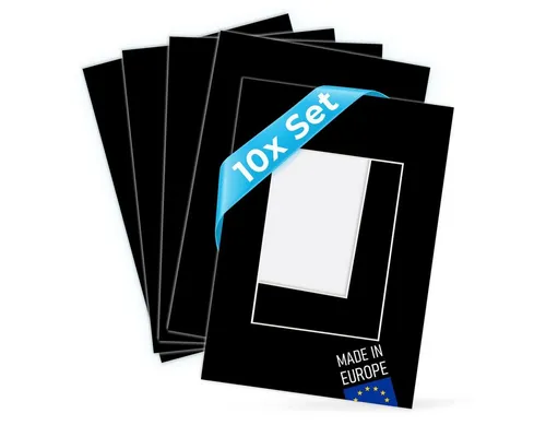 PHOTOLINI Bilderrahmen Passepartouts 10er Set - die Fotos und Bilder in den Fokus setzen