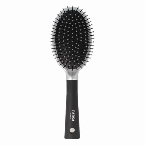 PARSA Beauty Trend Line Haarbürste oval (Silber) mit Kunststoffpins – Allround Bürste Haare für das tägliche Haarstyling – Haarbürste ohne Ziepen