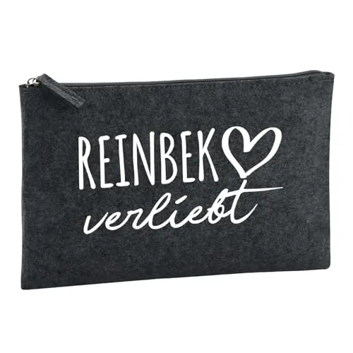 Huuraa Kulturbeutel Reinbek verliebt Geschenk 1 Liter Filz Charcoal Kosmetiktasche Reinbek Geschenkidee