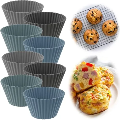 LS-LebenStil Silikon 8x Muffin-Förmchen 6x3cm - Set 8 Stück - Backform Kuchenform Cupcake-Formen Brownie Törtchen Schokoladenform Silikonformen für Muffins Kuchen und Pudding Wiederverwendbar