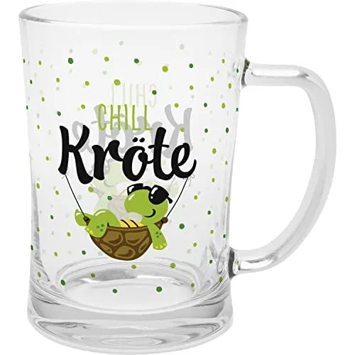GRUSS & CO Bierglas mit Spruch Chillkröte | Glas, 60 cl, Bierglas mit Motiv | Männergeschenk, Geschenk lustig | 47842
