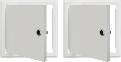 vidaXL Zugangstür 2 pcs Weiß 20 x 20 cm aus Stahl - Haustüren mit modernem Design und sicherem Schlossystem, ideal für drinnen und draußen. Robuste Konstruktion aus pulverbeschichtetem Stahl für langlebige Nutzung.