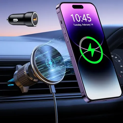 EOIWUY Kompatibel mit MagSafe Autohalterung mit Ladefunktion, 15W Schnellladende Induktive Handyhalterung Auto Magnet mit Ladefunktion, Wireless Charger Auto Kompatibel mit iPhone 17/16/15/14/13 Serie