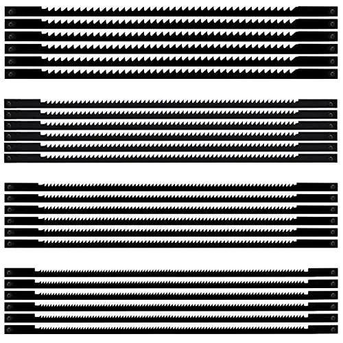 Dekupiersägeblätter mit Stift Feinschnitt Sägeblätter 10/14/18/24 Zähne Laubsägeblätter Kohlenstahl für Holz Kunststoff Schneiden Sägen 127mm 24 Stück
