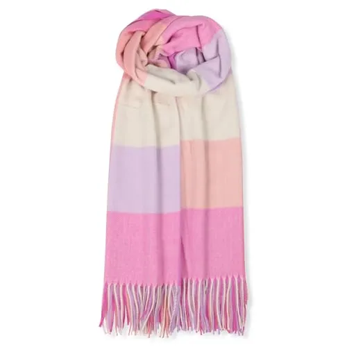 malito - Damen Modeschal - weicher XXL Viskosemix Schal - Winterschal Karo-Design modern & lang - Pashmina Stola Kaschmir S602 - (Lila kariert)