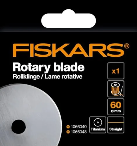 Original Fiskars Ersatzklinge, Titan-Rollklinge für gerade Schnitte, Inkl. Klingenablage, Ø 60 mm, Stahl mit Titan-Beschichtung, 1066044