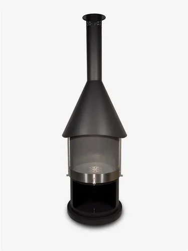 FIRESTAR Gartenkamin DN 800 Swing 3. Generation – Edelstahl schwarz Grillkamin - Stylischer Terrassenkamin aus hochwertigem Edelstahl, ideal für gemütliche Abende im Freien. Mit praktischen Ablauflöchern und rollbarem Design für flexiblen Einsatz.