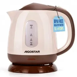 Aigostar Romeo 1100W Elektrischer Wasserkocher 1L, beige/braun, BPA-frei - Braun