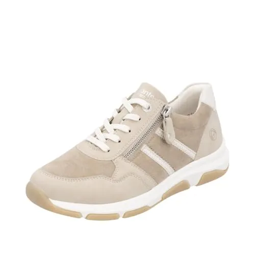 Remonte Damen D1S04 Sneaker Low - Beige, 36 EU - Damen-Sneaker mit Komfortweite, veganer Herstellung und herausnehmbarer Einlegesohle für extra weichen Tragekomfort.