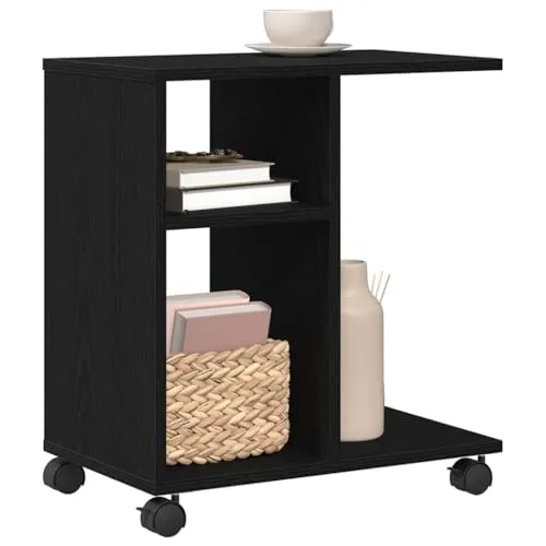 vidaXL Beistelltisch mit Rollen Schwarz Eiche 50x30x55cm