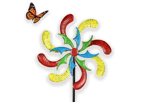 matches21 HOME & HOBBY Gartenstecker Großes Windrad 191 cm, wetterfeste Frühlings Gartendeko Tropfen-Form (1-St) Bunte Windmühle aus Metall