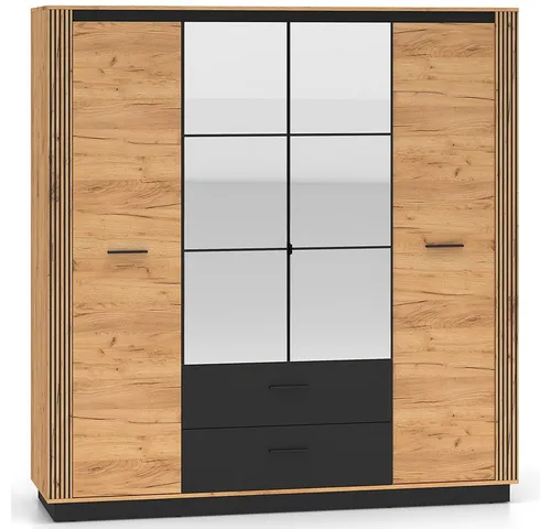 Lomadox Kleiderschrank URBANIA-131 in Eiche Schwarz - Moderner Kleiderschrank URBANIA-131 mit 4 Türen und 2 Spiegeltüren. Bringt stilvolle Akzente in dein Schlafzimmer und bietet durchdachten Stauraum mit langlebigen Materialien.