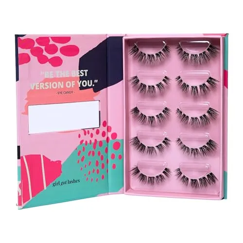 GirlGotLashes Eye Candy Wimpernextensions - Handgemachte Wimpernverlängerung für Zuhause - Wimpernpflege: 5 handgemachte Wimpernpaare mit 5-7 Tagen Halt, einfach in 10 Minuten anzubringen für extremen Volumen-Look.