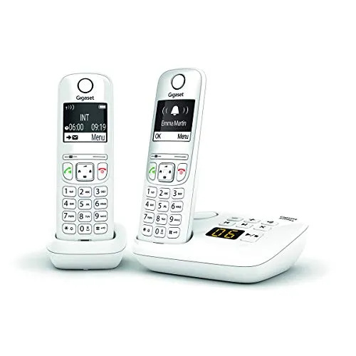 GIGASET Festnetztelefon AS690 A Duo White - Festnetztelefon mit zwei Handgeräten, ideal für Zuhause, bietet klare Sprachqualität und praktische Funktionen wie Anrufbeantworter.