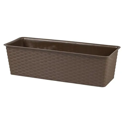 Annastore Balkonkasten - Blumenkasten aus Kunststoff in Rattan-Optik L 30 cm oder L 40 cm - Blumenkästen für Balkon und Terrasse wetterfest - Balkonkästen wetterfest (Mokka, 50 x 19 x 14,5 cm)
