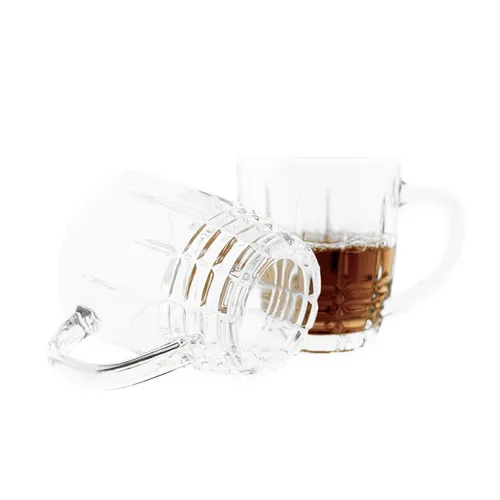 6er-Gläser Set mit Henkel Teeglas Kaffeeglas Transparent mit Design Almina