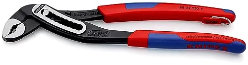 Knipex Alligator 88 02 250 T Wasserpumpenzange - Zange mit 46mm Schlüsselweite, selbstklemmend für kraftsparendes Arbeiten und hohe Stabilität. Ideal für sichere Greifkraft dank spezialgehärteter Zähne aus Chrom-Vanadin-Elektrostahl.