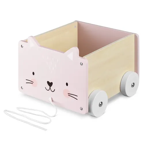 Navaris Dekoobjekt Spielzeugkiste mit Rädern - Rosa Aufbewahrungslösung - Praktische Aufbewahrungsbox mit Rädern, ideal für Kinderzimmer und Spielzeugorganisation, Maße: 26,4x20x25,8cm