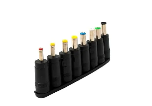 System-S DC Adapter 8er Set DC 20V 5,5 x 2,1 mm zu weiteren DC Buchse Kabel in Schwarz