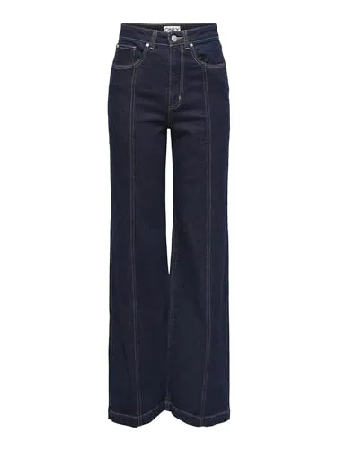 ONLY Damen Jeans ONLHOPE mit weitem Bein und hoher Taille - Damen-Jeanshose mit weitem Beinschnitt und sehr hoher Taille für optimalen Tragekomfort, aus 99% Baumwolle und 1% Elasthan gefertigt.