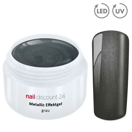 UV LED GEL METALLIC Effekt GREY Farbgel Color French Nail Glitter Modellage Grau