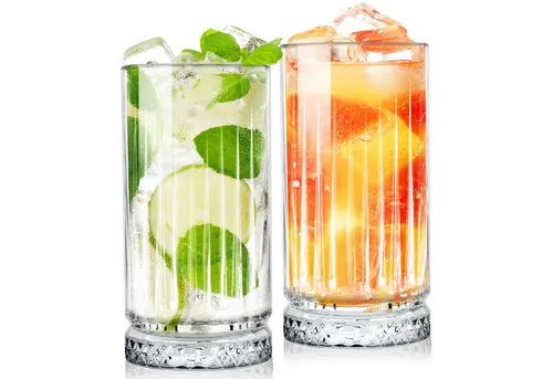 KONZEPT Cocktailglas Longdrinkgläser Set 450 ml Geriffelte Gläser für Cocktail Eiskaffee, 2-tlg., Geriffelt