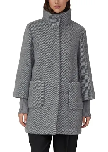 s.Oliver BLACK LABEL Wollmantel Outdoor-Mantel Größe 44 - Funktionsjacke in stilvollem GREY/BLACK, ideal für kühle Tage, mit hochwertiger Materialkombination für Komfort und Wärme.