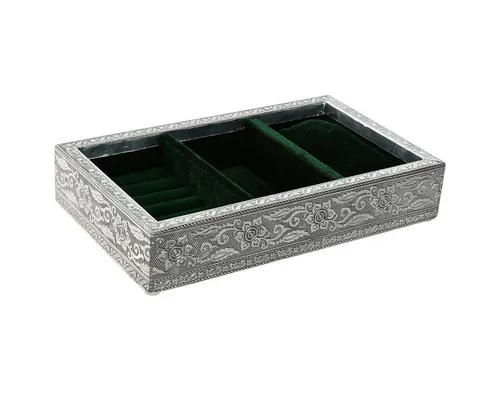 Bigbuy Schmuckkasten 25 x 15 x 5 cm Schmuckdose Schmuckkästchen Schmuckkasten grün Silberfa