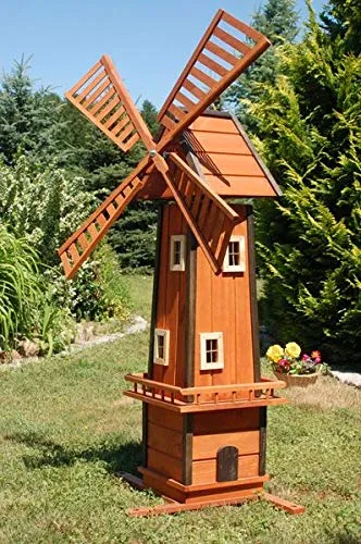 DSH DEKO SHOP HANNUSCH Gartenfigur XL Windmühle mit Solarbeleuchtung – Höhe 1,55 m - Hochwertige XL Windmühlenturm aus Holz, 1,55 m hoch, mit optionaler Solarbeleuchtung. Ideal für Ihren Garten, sorgt für stimmungsvolle Beleuchtung und ist ein echter Blickfang.