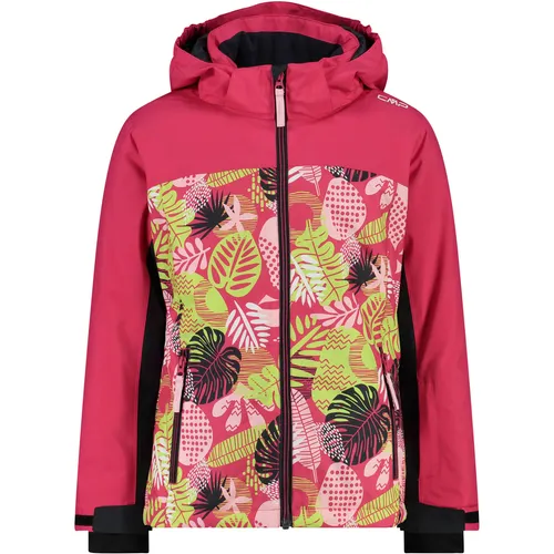 CMP KID G Jacket Snaps Hood carminio-pink (00ZU) 176 - Funktionsjacke für Mädchen, wasserabweisend und atmungsaktiv mit 10.000 mm Wassersäule. Ideal für Skifahren und winterliche Abenteuer, ausgestattet mit verstellbarer Kapuze und winddichten Bündchen für optimalen Schutz.