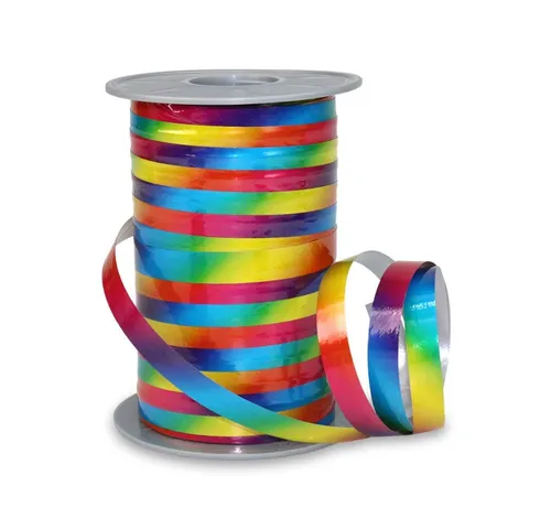 PRÄSENT Geschenkband PRÄSENT Ringelband Poly Rainbow mehrfarbig 10mmx200m
