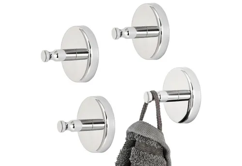 bremermann Bad-Serie LUCENTE Handtuchhaken 4er-Set aus Edelstahl verchromt - Wandhaken & Aufhänger, stilvolles 4er-Set aus rostfreiem Edelstahl, ideal für ein modernes Badezimmerdesign.
