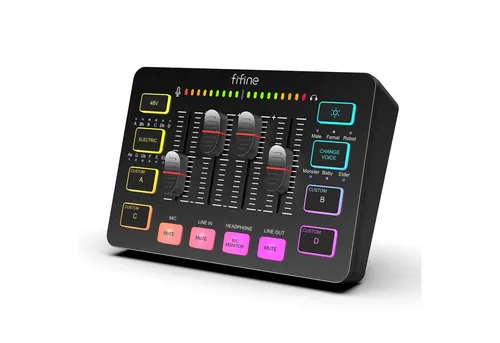 Produktbild FIFINE Gaming Audio Mixer mit RGB, XLR Mikrofon Interface