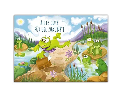 Abschiedskarte für Kollegen Kollegin für Jobwechsel Kündigung Firmenwechsel Klappkarte Ruhestand mit Umschlag in XXL-Format A4 Frosch